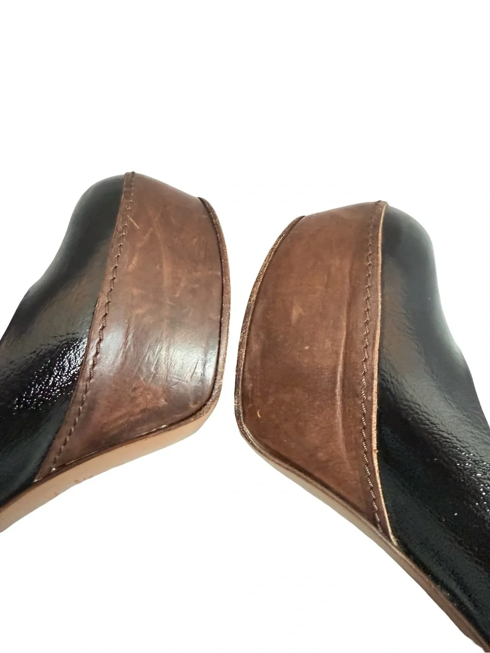 Marni Black Brown Two Tone Leather Closed Toe Platform Heels Pumps Size 8 Womens